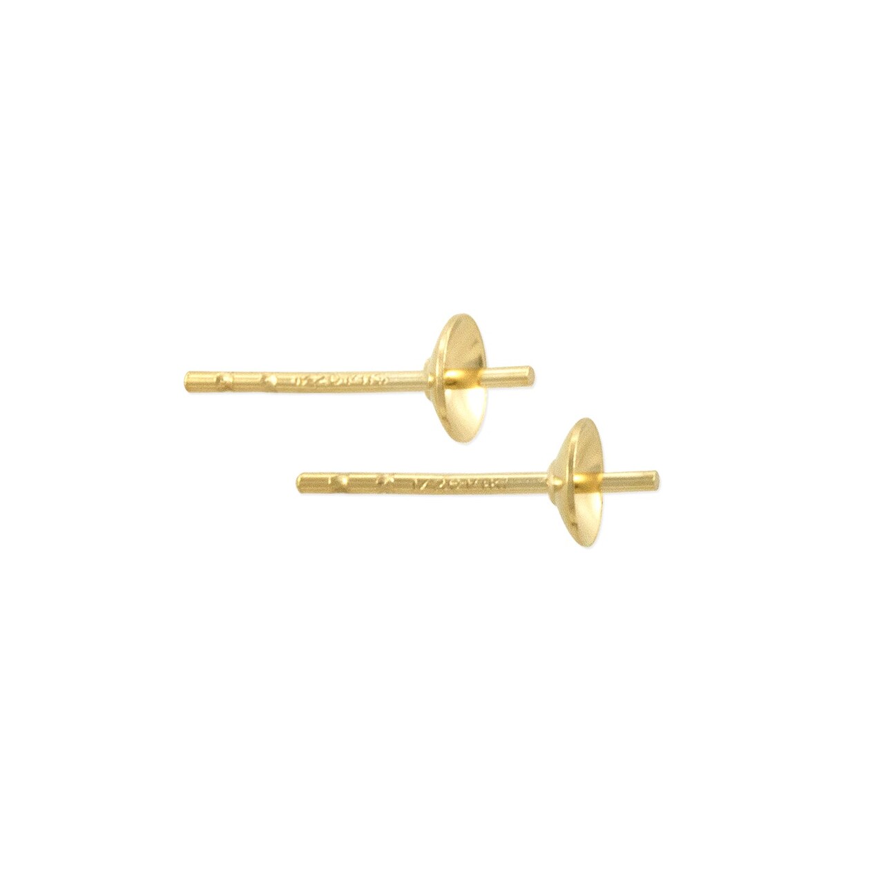 JewelrySupply Gold Filled Pearl Posts with 4mm Cup (1 Pair of Gold Filled Earrings)